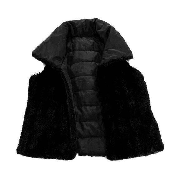 Ellen Reyes Black Plush Reversable Womens VEST PM Petite Medium - Picture 6 of 10